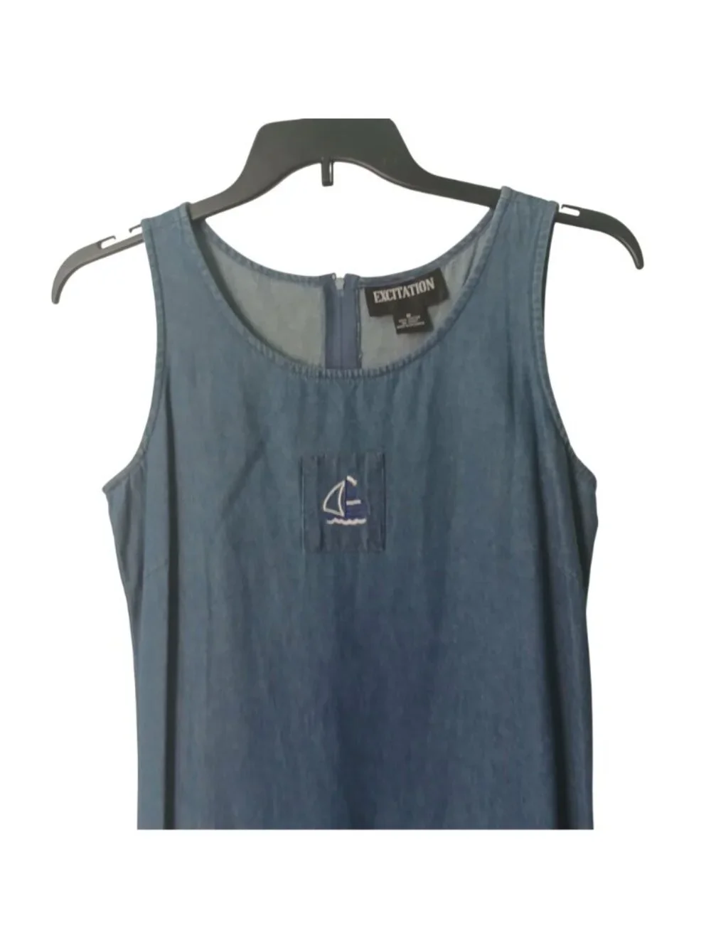 Excitation Womens Sz M Denim 2-Pc Set Sleeveless Back Zipper Dress w/ Jacket C17 - Picture 8 of 12
